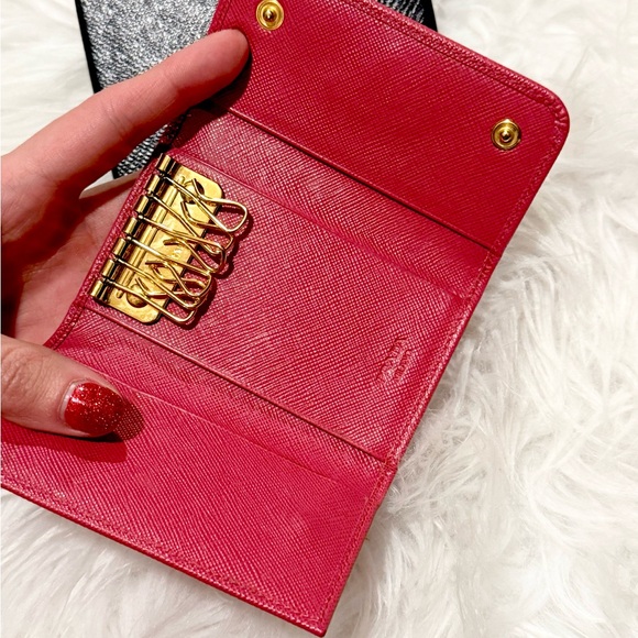 Prada Saffiano Pink Key Holder/ Card Holder - Picture 3 of 16